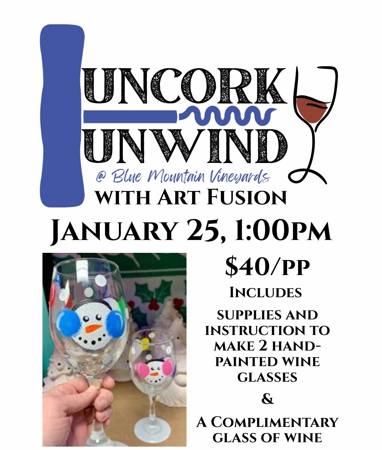 Uncork & Unwind: Wine Glass Painting – Sunday, January 25th