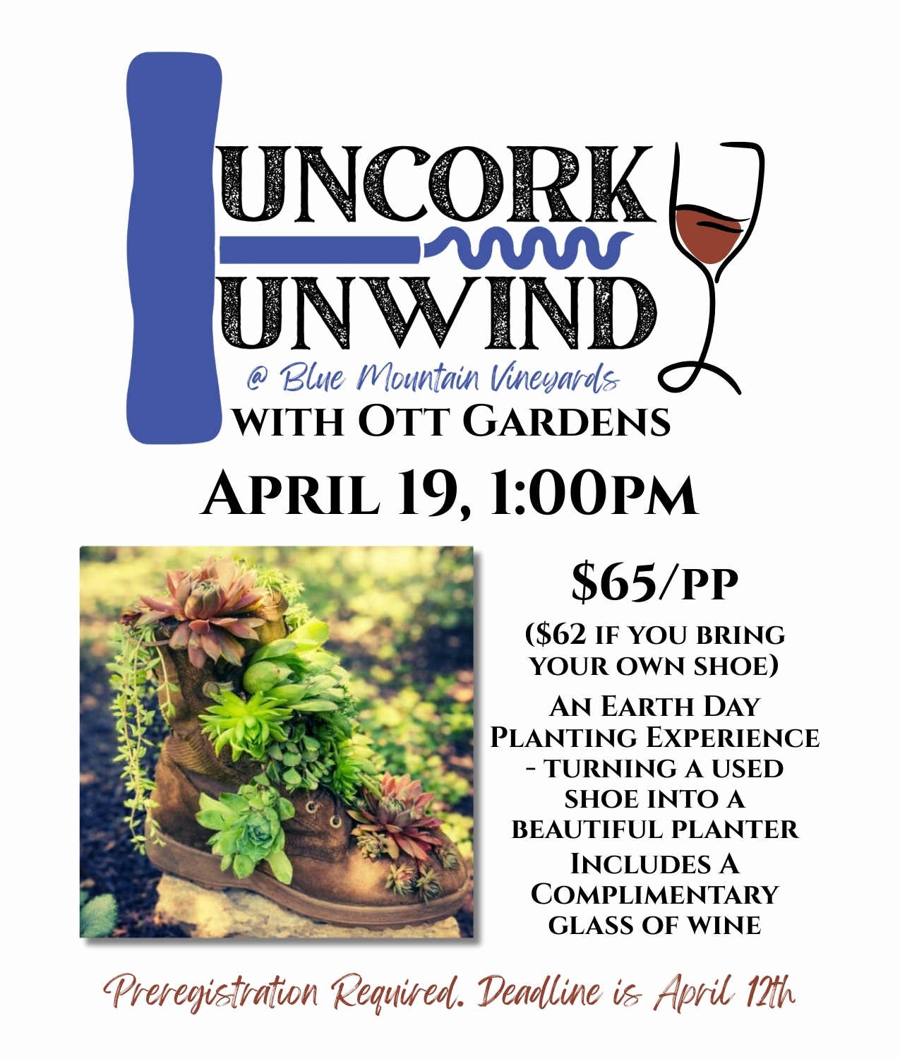 Uncork & Unwind: Soul to Sole Earth Day Planters – Sunday, April 19th