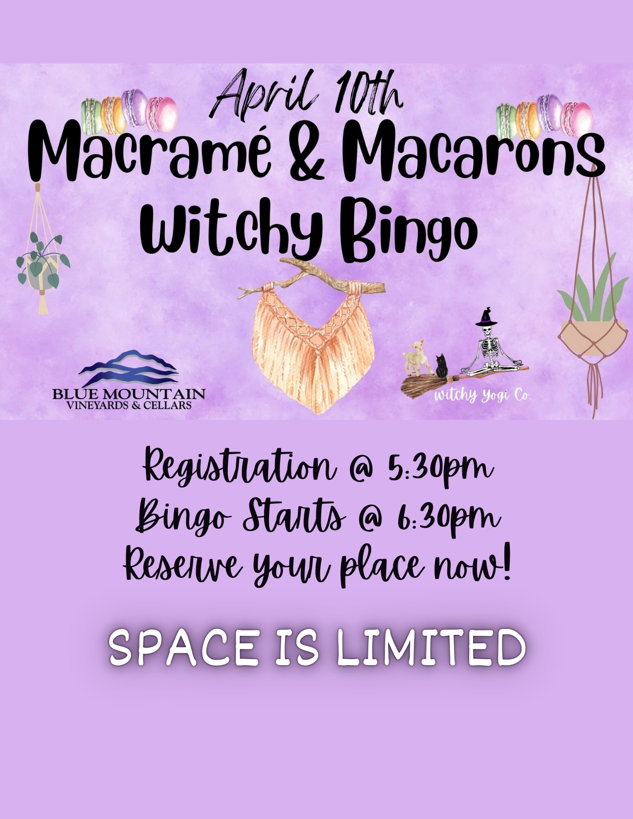 Macrame & Macarons Witchy Bingo – Friday, April 10th